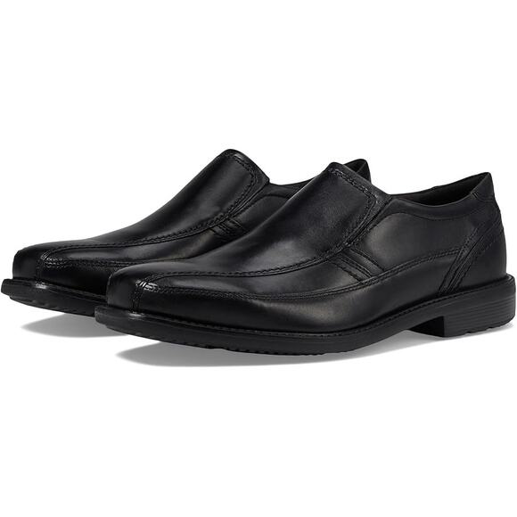 Rockport Mens Style Leader 2 Shoe US 9 XW EU 42.5 Black Leather Bike Toe NWOB - Picture 1 of 12